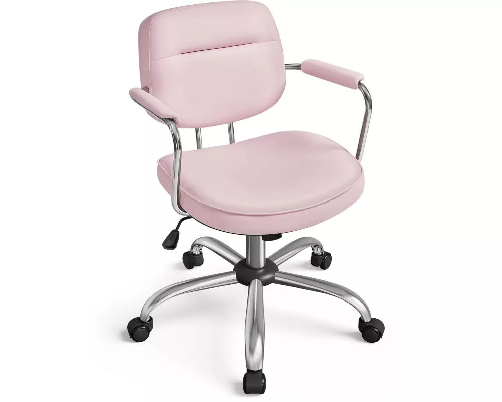 Songmics Bürostuhl mit Polsterrücken und Armlehnen, Rosa