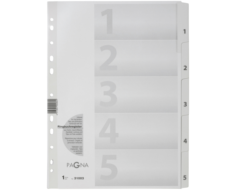 PAGNA Register Karton weiss A4 31003-08 5-teilig, 1-5