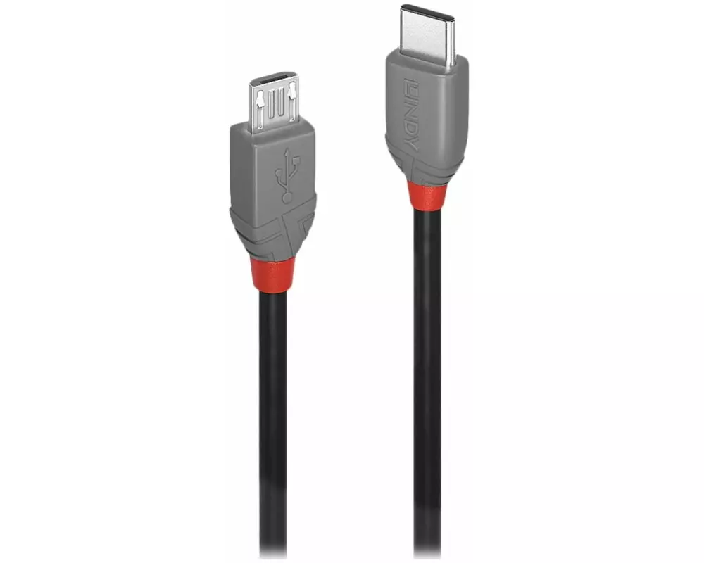 LINDY 3m, USB 2.0, Type C to Micro-B, Cable, Anthra, Line