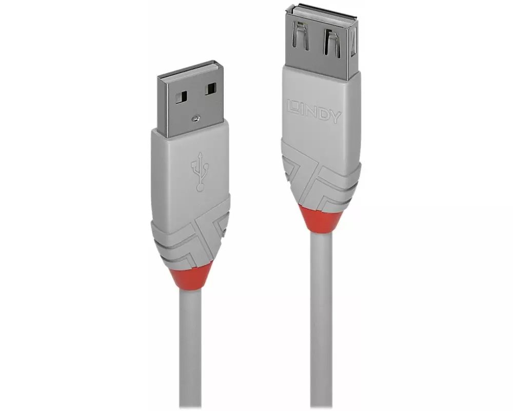 LINDY Anthra Line USB Cable, USB 2.0, USB/A-USB/A M-F, 0.5m, grey