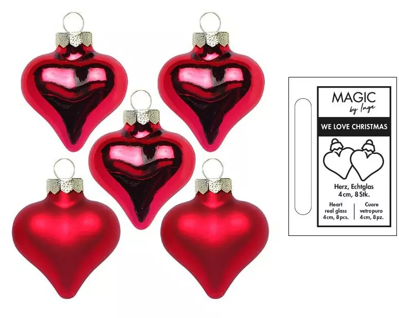 INGES CHRISTMAS DECOR Herz Ochsenblut 4 cm 8 Stück