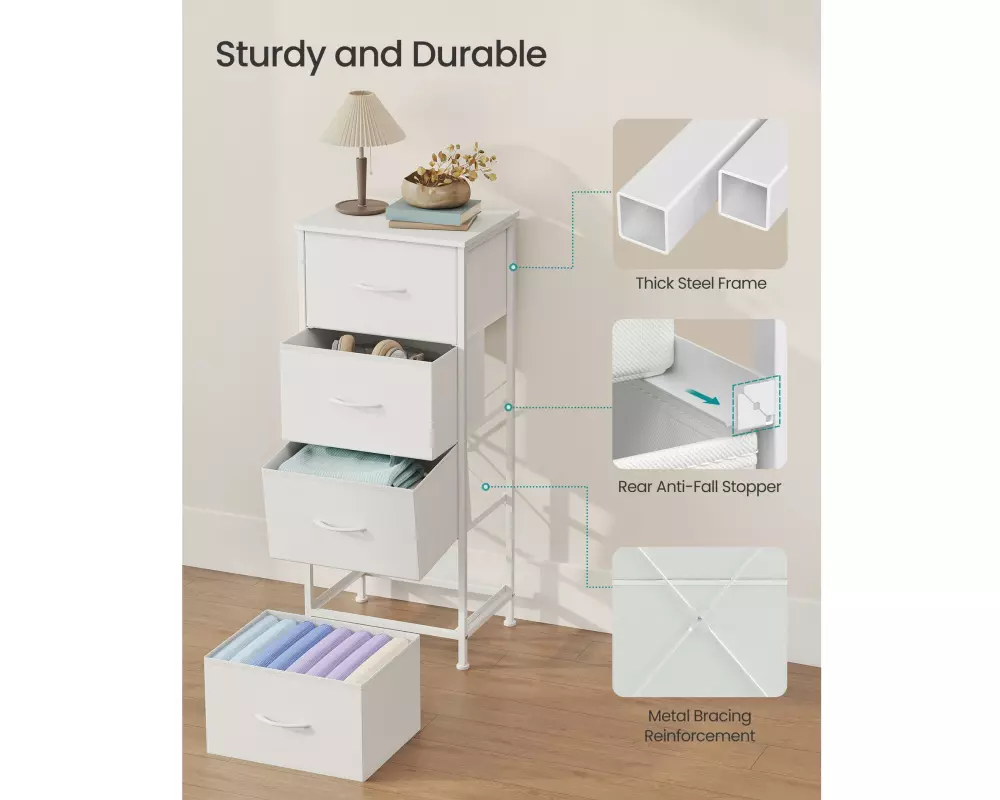 Songmics Kommode mit vier Schubladen 30 x 95.2 cm, Weiss