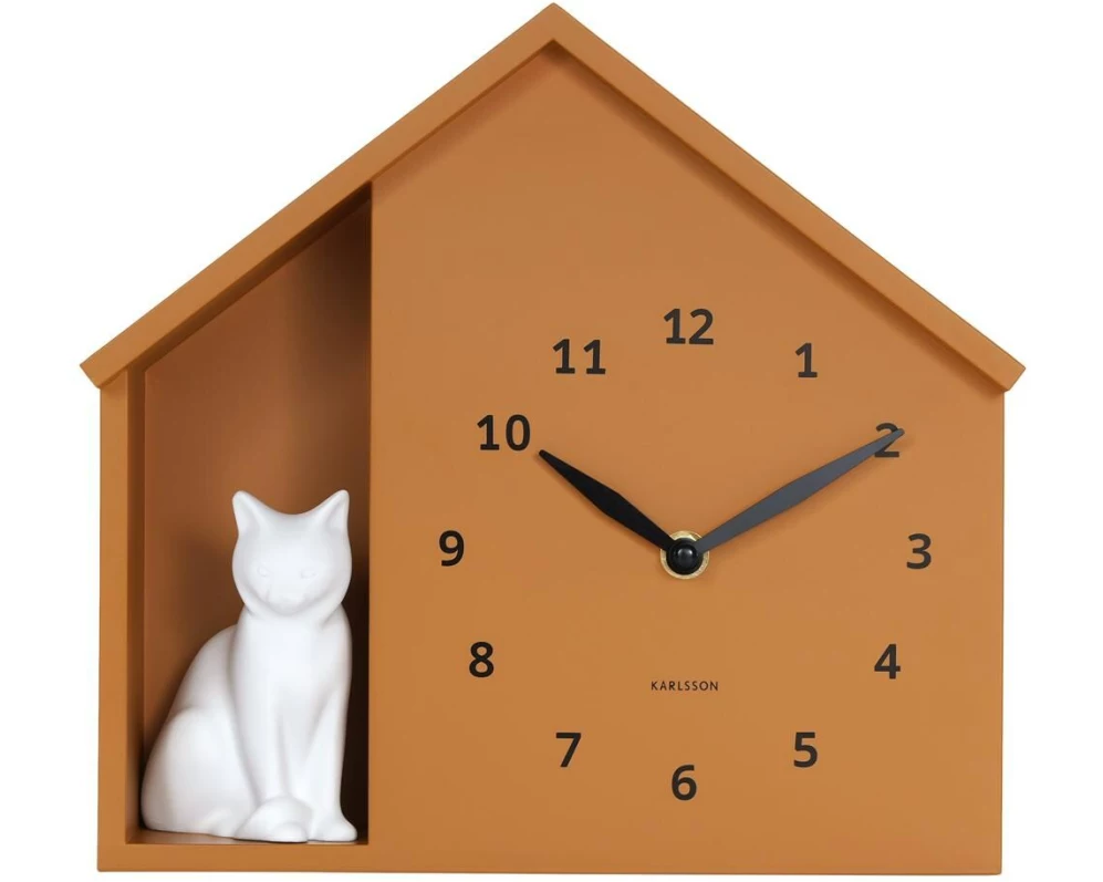 KARLSSON Wanduhr Wall clock Sitting Cat Ochre Yellow