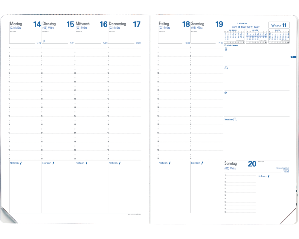 QUO-VADIS Ersatzinhalt Prenote 2026 024003Q 1W/2S Impala/Club DE 21x29.7cm