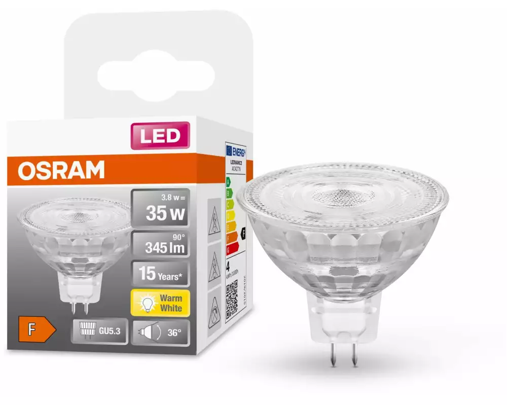 OSRAM Lampe Superstar Mr 16 35 36 °, 3.8W, GU5.3, Warmweiss