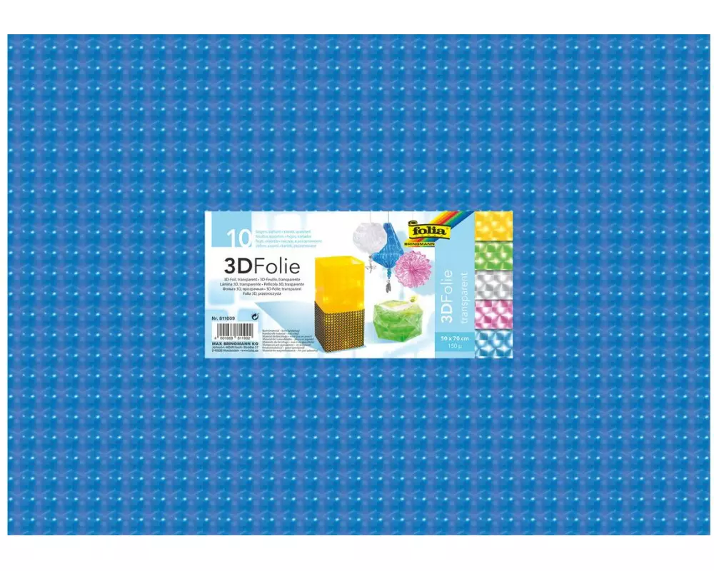 Folia Folie 3D, 50 x 70 cm, 10 Bogen, transparent, farbig sortiert