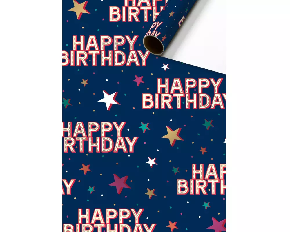 Stewo Geschenkpapier Starlett 70 cm × 1.5 m, 1 Stück, Dunkelblau