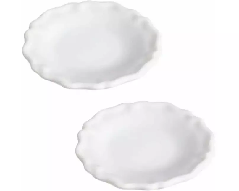 HobbyFun Mini-Utensilien Teller 3 cm, Weiss, 2 Stück