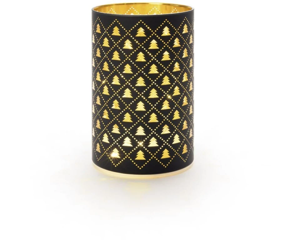 STT Windlicht Glas Tree 14 cm, Schwarz