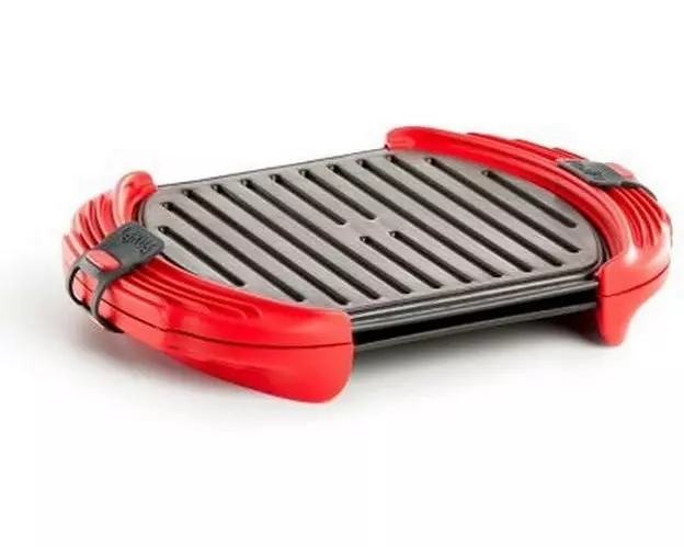 Lékué Mikrowellen-Grill XL 27 cm, Rot/Schwarz