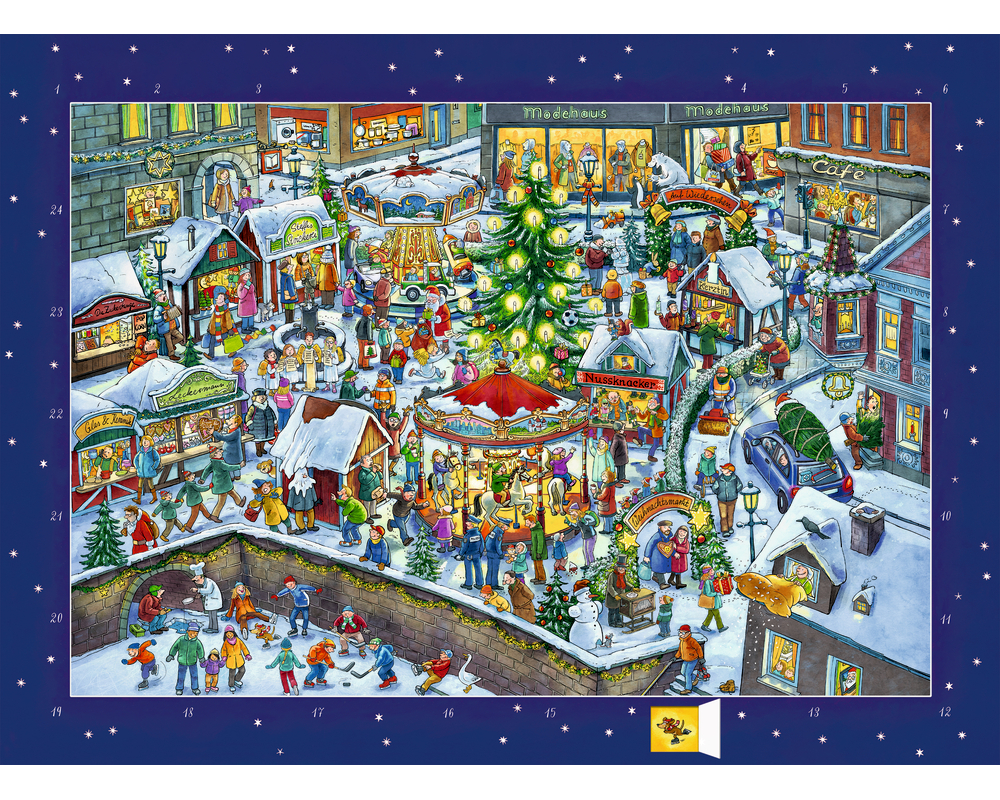 COPPENRATH Wandkalender 72535 Wimmeliger Weihnachtsmarkt