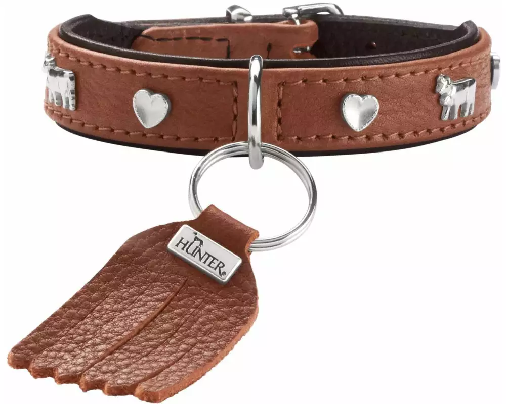 Hunter Halsband München Mini 30/XS, Rindsleder, Cognac/Schwarz