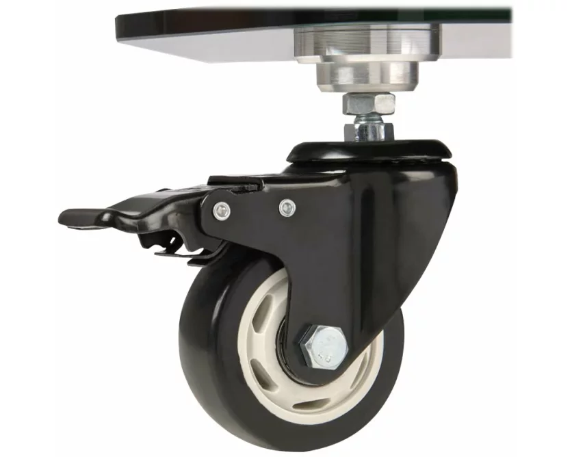 EATON TRIPPLITE Premier, Rolling, TV, Cart, for, 37inch, to, 70inch, Displays, Black, Glass, Base, and, Shelf, Locking, Casters