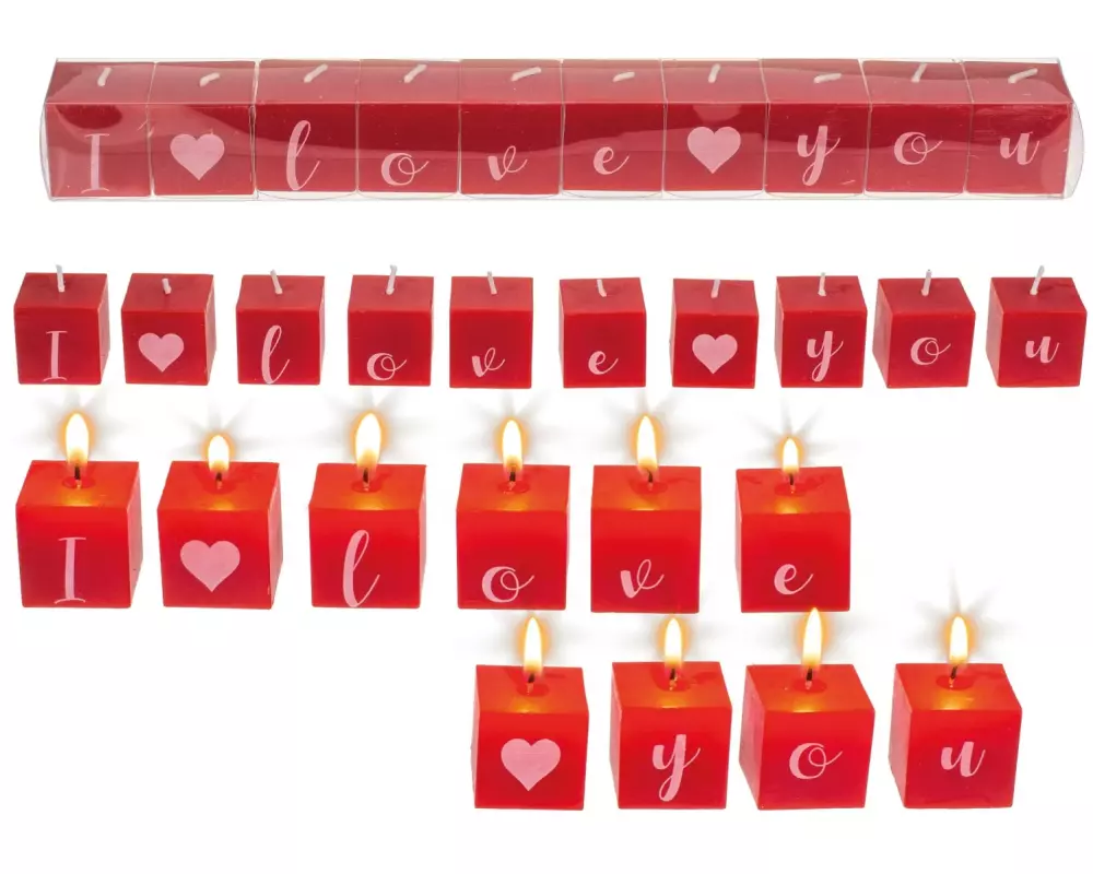 G. Wurm Kerze I Love You 10-er Set, Rot