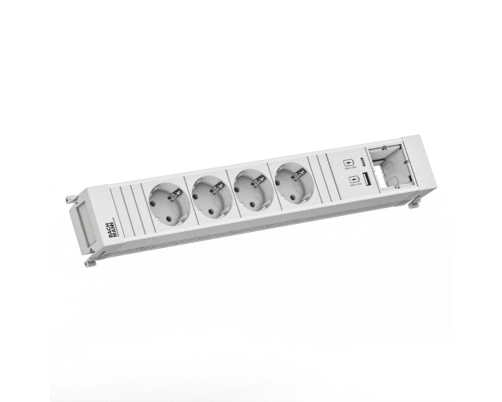 BACHMANN POWER FRAME 4xCEE7/3 1xCM 1xUSB A/C 22W 0,2m RAL9010
