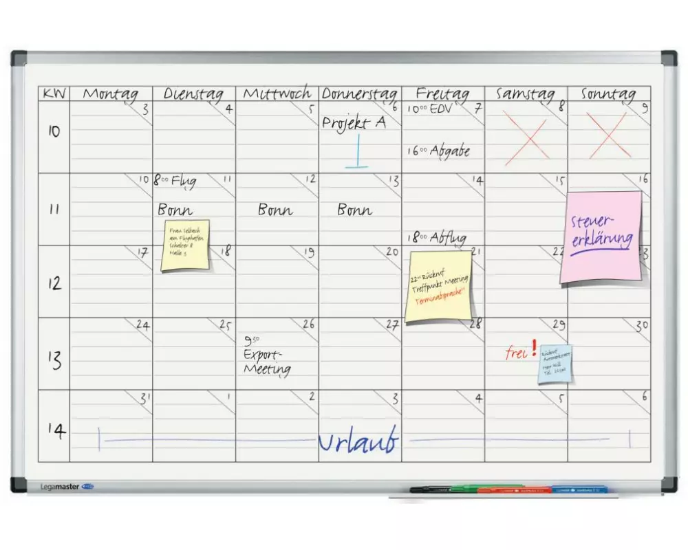 Legamaster Magnethaftendes Whiteboard Universalplaner, 60 cm x 90 cm
