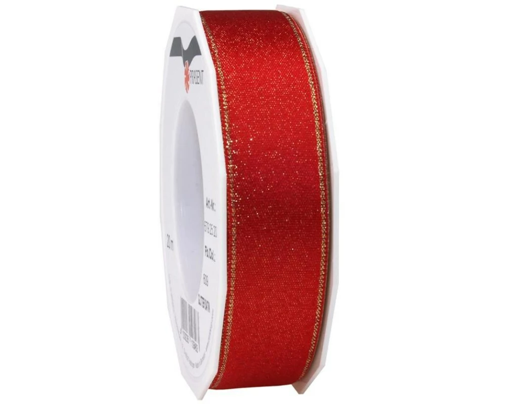 Pattberg Geschenkband Satin 25 mm x 20 m, Rot/Gold