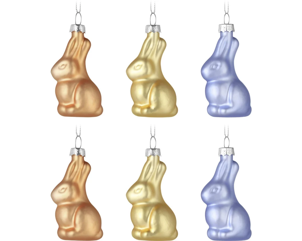 EGLO Aufhänger Hase Fintry 6 Stück, Aprikose, Gelb, Lavendel