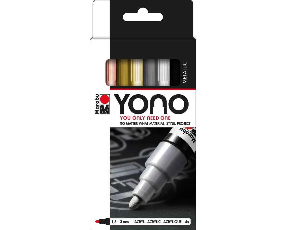 Marabu Acrylmarker YONO Set 1.5 - 3 mm, 4-teilig, Metall