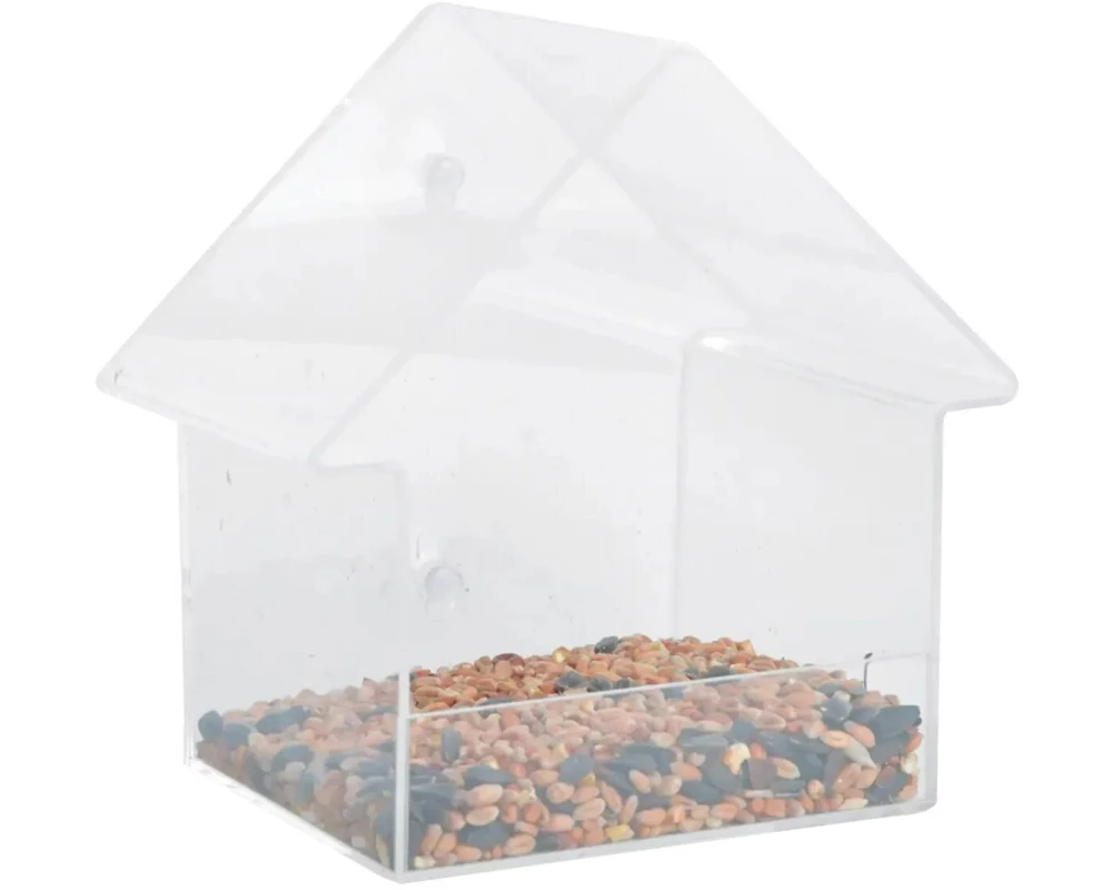 Esschert Design Fenster-Vogelhaus Acryl transparent