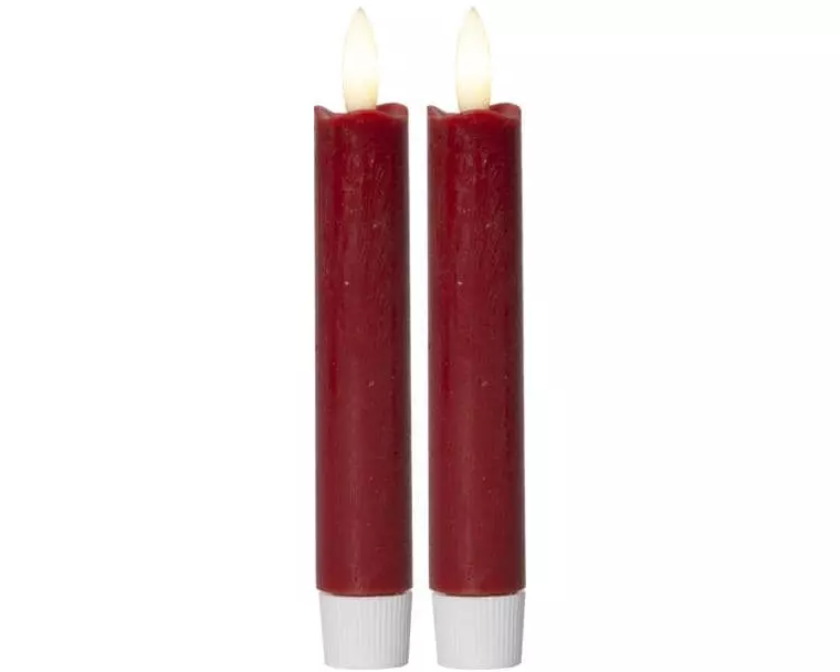 Star Trading LED-Stabkerzen Set Dinner Flamme Ø 2.1 x 15 cm, Rot, 2 Stk
