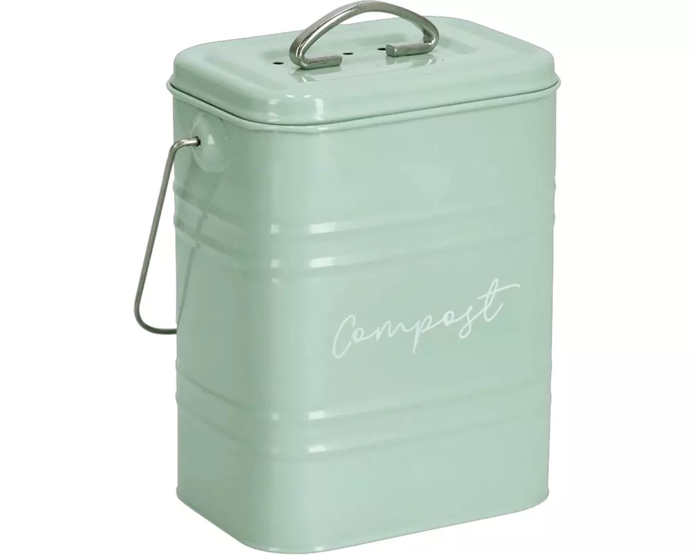 Zeller Present Komposteimer 17 x 12.5 x 20.4 cm, Metall, Mint