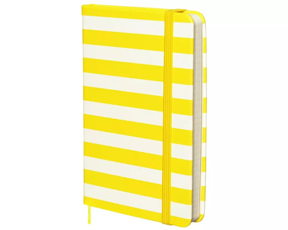 Kolma Notizbuch A6 Stripy, Kariert, Lemon/Weiss