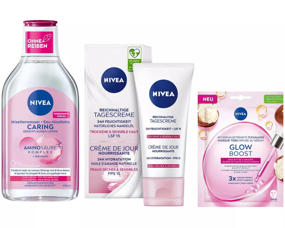 NIVEA Set Pflege und Glow Routine 3-teilig