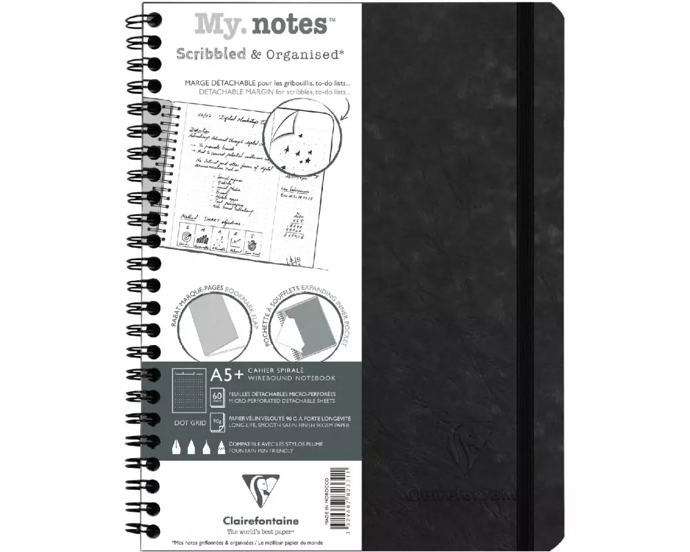 Clairefontaine Notizbuch AgeBag A5+, dotted, Schwarz
