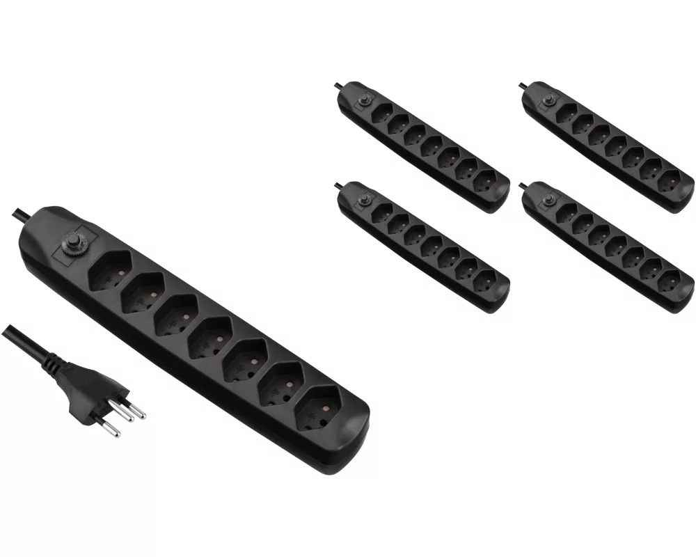 FURBER.power Steckdosenleiste mit Überlastschutz 7x T13, 5 Stück