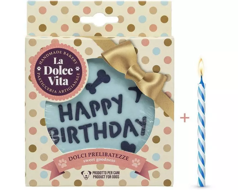 Leopet Happy Birthday Hundekuchen, Blau 11 x 1.5 cm, 90g