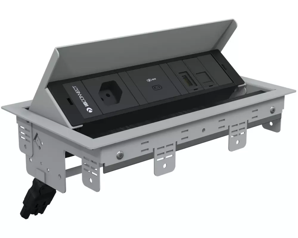 IB Connect Steckdosenleiste Box3 1x T13, USB C-60, 1x Cat 6, HDMI, Grau