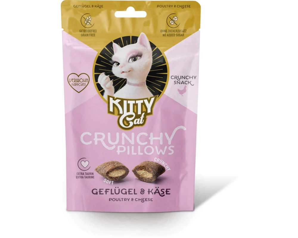 KITTY Cat Katzen-Snack KittyCat Crunchy Pillows Geflügel, Käse 60 g