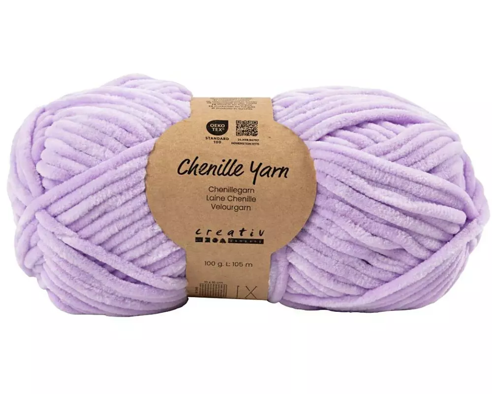 Creativ Company Veloursgarn, L 105 m, Nadel 5-6, Flieder, 100 g/ 1 Knäuel