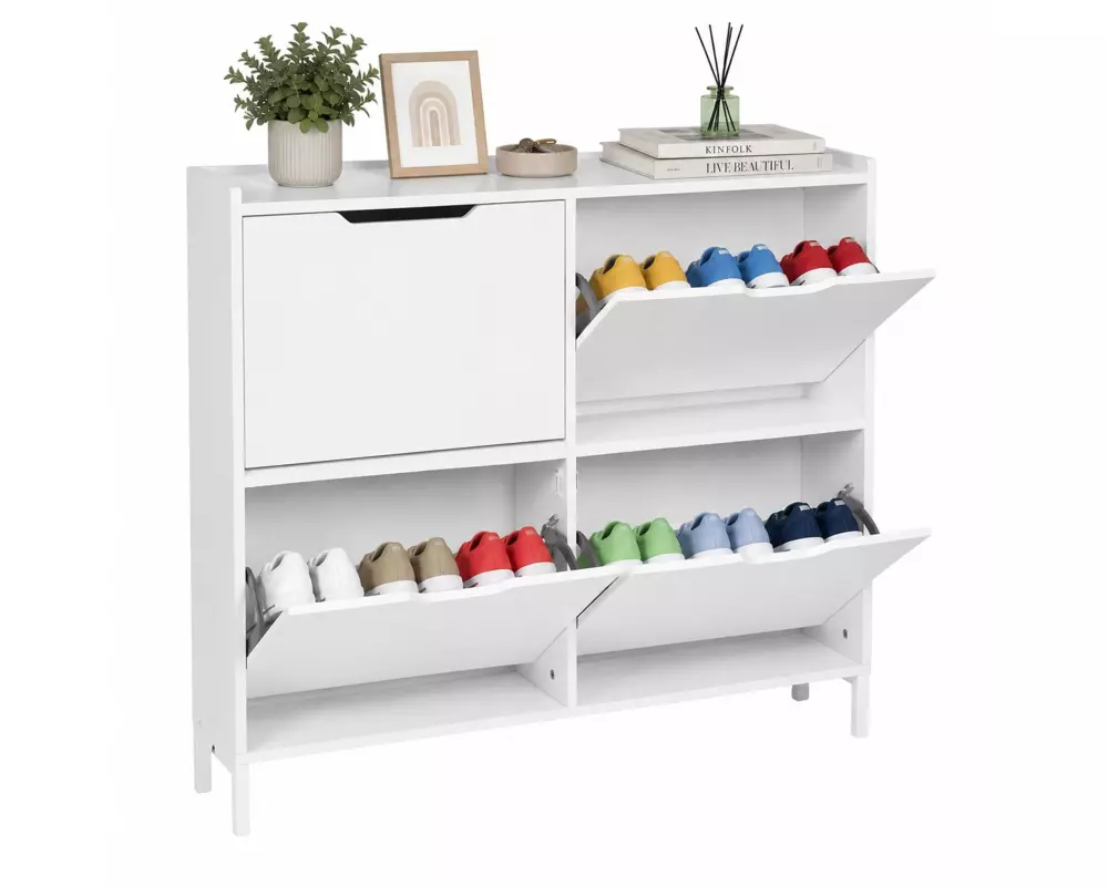 relaxdays Schuhkipper 100 x 90 cm, Weiss