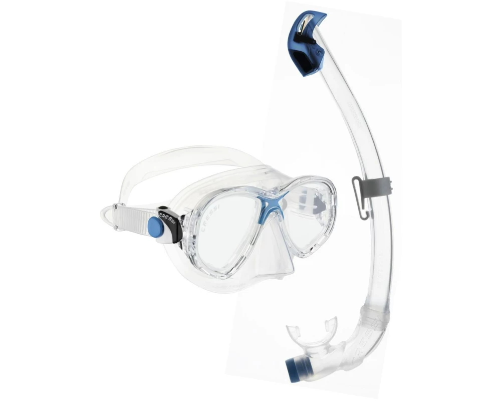 CRESSI Marea Junior + Seal Dry Schnorchel Combo Klar/Azur