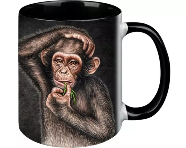 creanorm Tasse Affe Black Edition 330 ml, 1 Stück, Schwarz