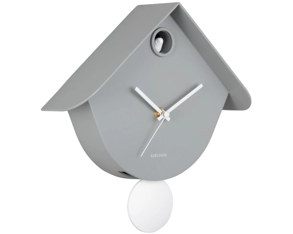KARLSSON Wanduhr Retro Cuckoo 25.5 x 25.8 cm, Mausgrau