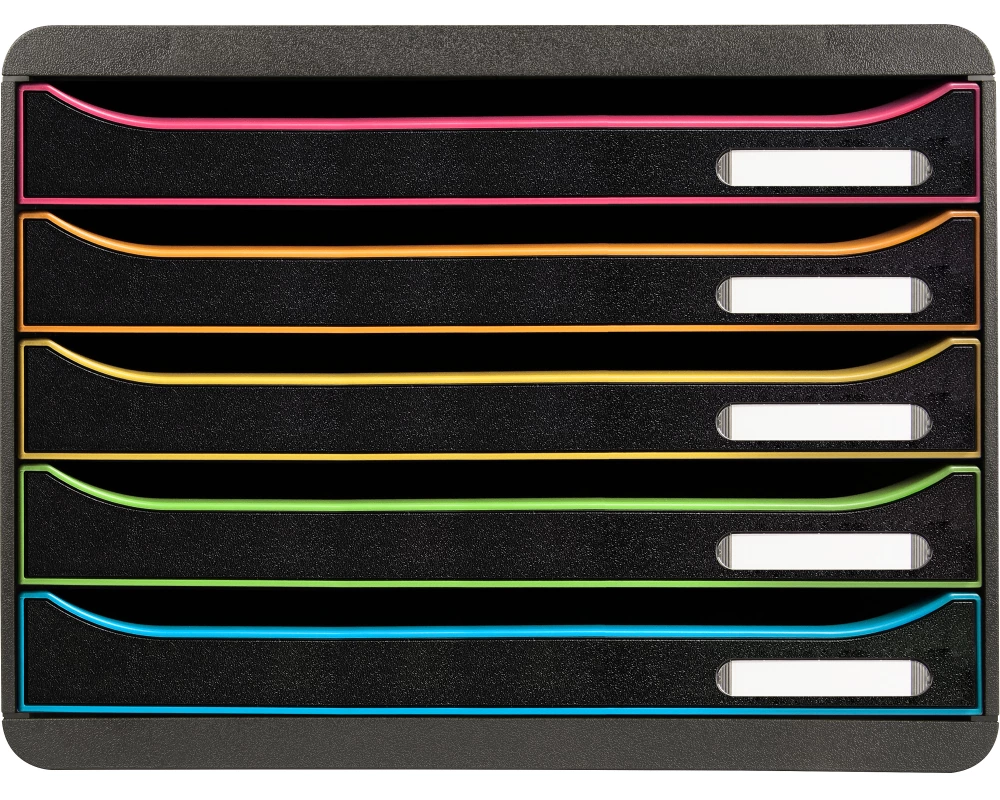 EXACOMPTA Schubladenbox Big-Box Plus 308914D schwarz/Harlekin, 5 Schubl.