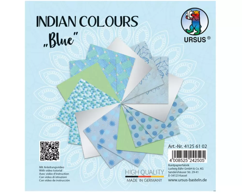 URSUS Bastelpapier Indian Colours 13.7 x 13.7 cm, 130 g/m², Blau