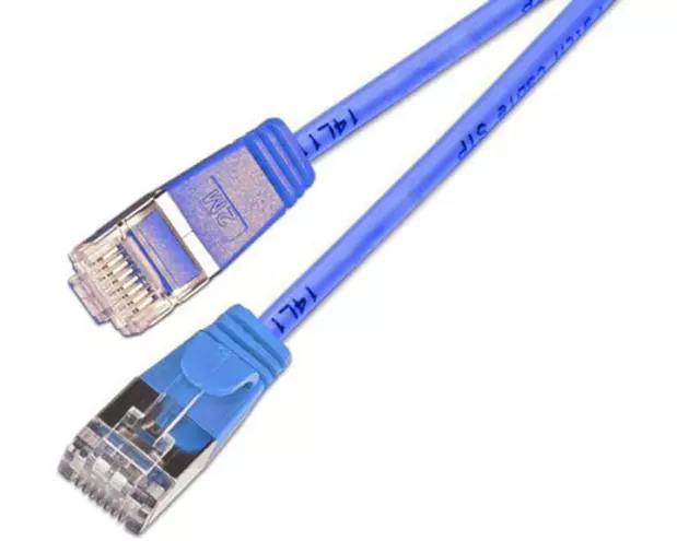 SLIM Slimpatchkabel RJ-45 - RJ-45, Cat 6, U/FTP, 10 m, Blau