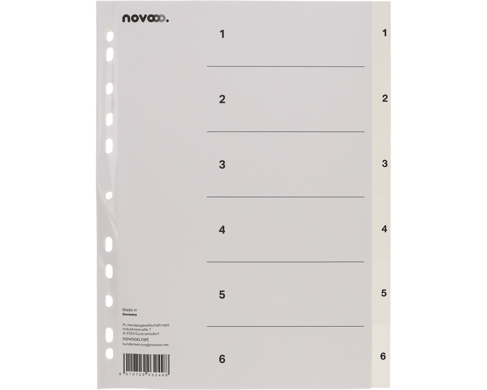 NOVOOO Register PP A4 40996 weiss 1-6