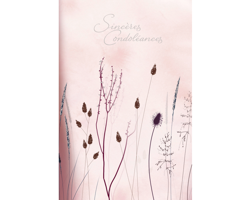 ABC Trauerkarte FR B6 53151 Rosa Gräser