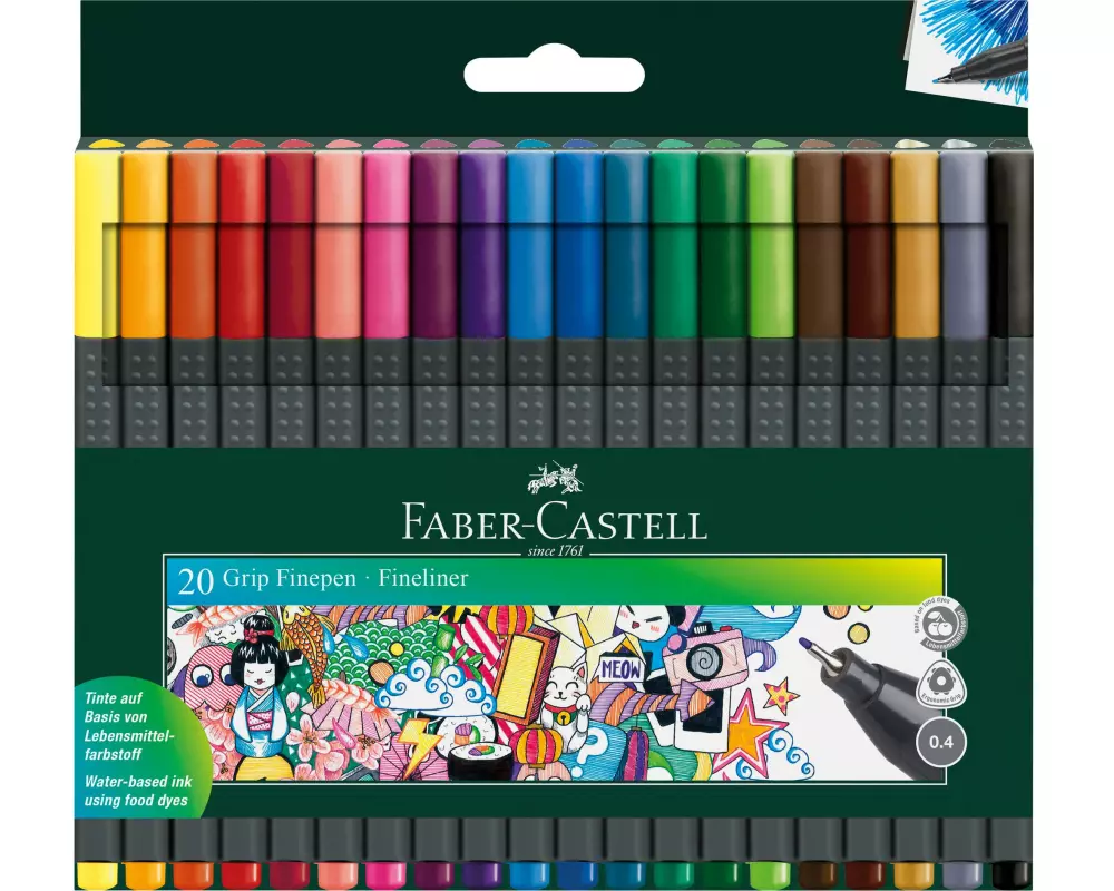 Faber-Castell Fineliner Grip Set 0.4 mm, 20 Stück