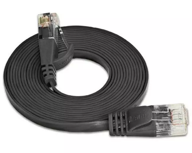 SLIM Slimpatchkabel Cat 6, UTP, 0.75 m, Schwarz