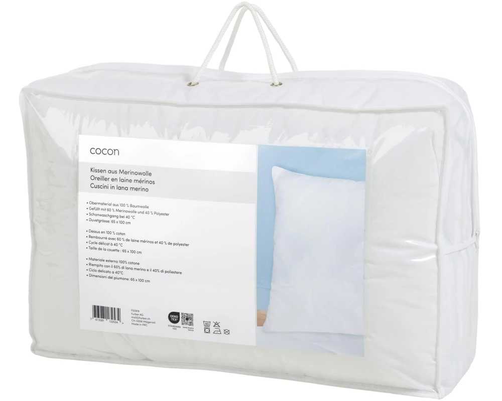 COCON Kopfkissen Merinowolle 65 x 100 cm