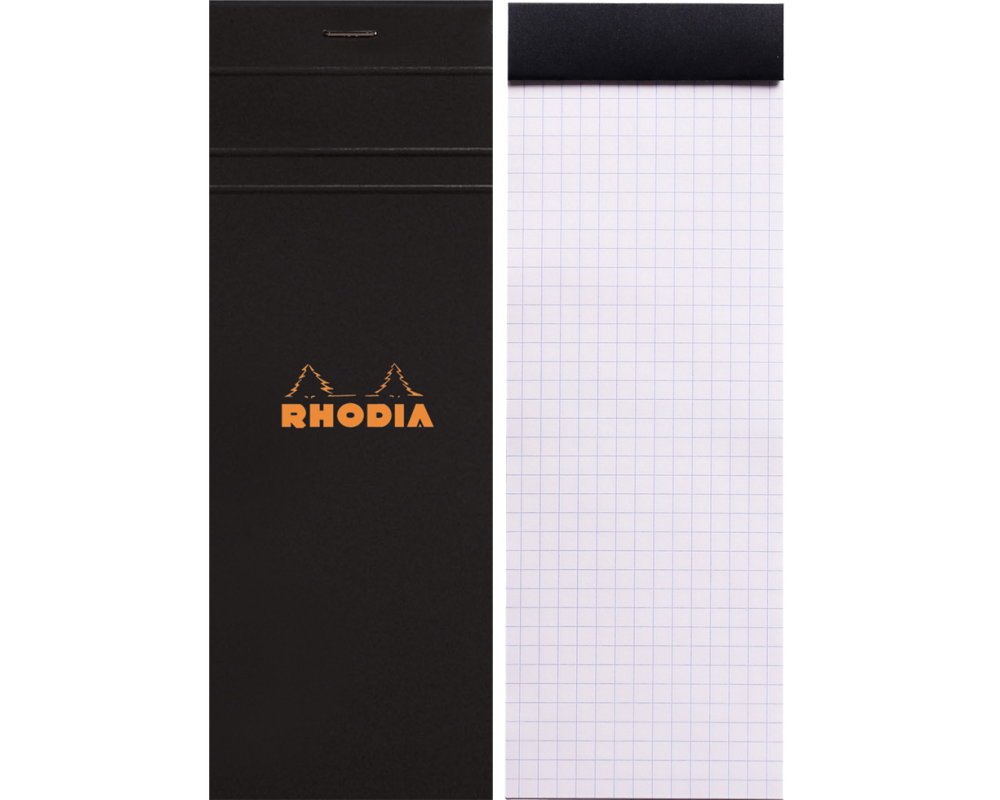 RHODIA Notizblock schwarz 74x210mm 82009C kariert 80 Blatt