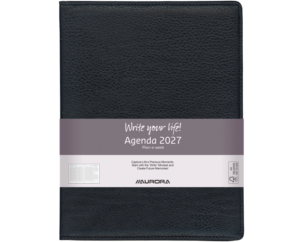 AURORA Agenda Finesse PAW Perl 2027 2718P 1W/2S schwarz ML 21x27cm