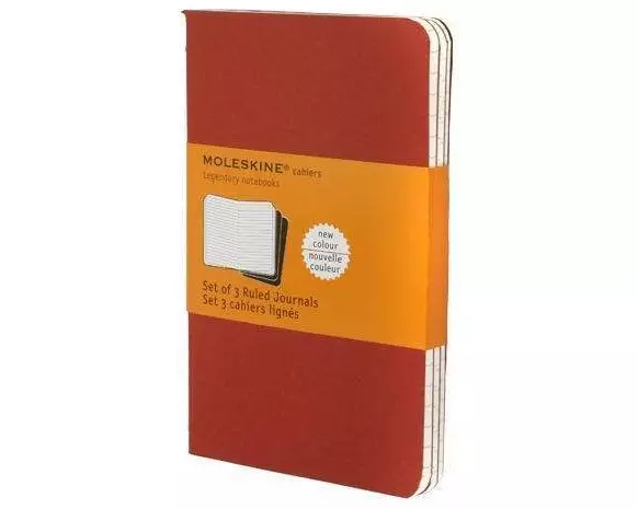 Moleskine Cahier Journal (Set of 3), Pocket, Ruled, Cranberry Red, Soft Cover (3.5 x 5.5)