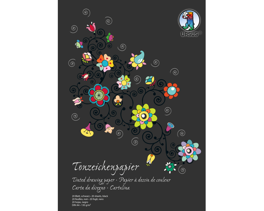 URSUS Tonzeichenpapier-Block A4 2134690SE 130g, schwarz 20 Blatt